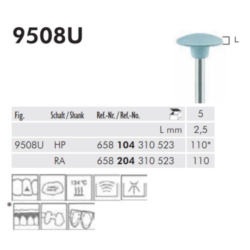 9508U 110 RA 204 Универсальный полир (5шт) Meisinger Одношаговый/ Силикон/ Карбид кремния