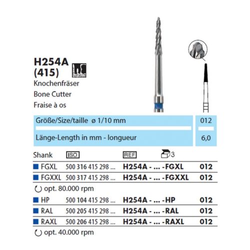 H254A-012-FGXL Фреза для Кости Турбинная Твердосплавная    NTI(Германия)